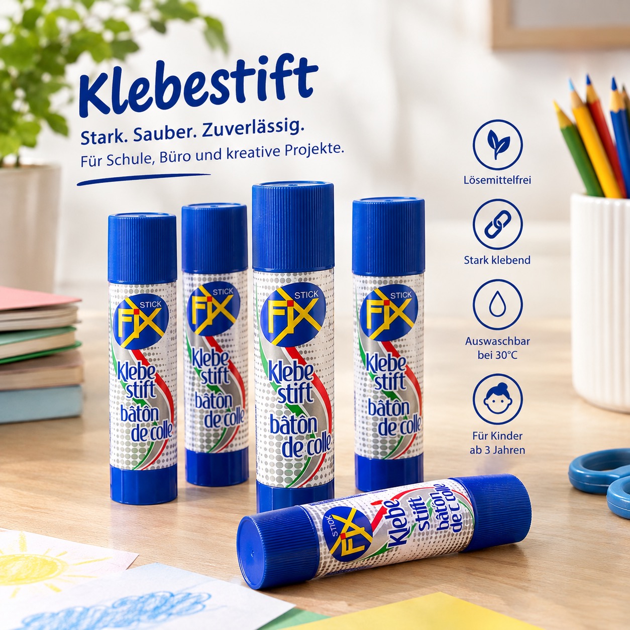 Fix Stick Klebestift 40g – Extra Stark | 12er Großpackung