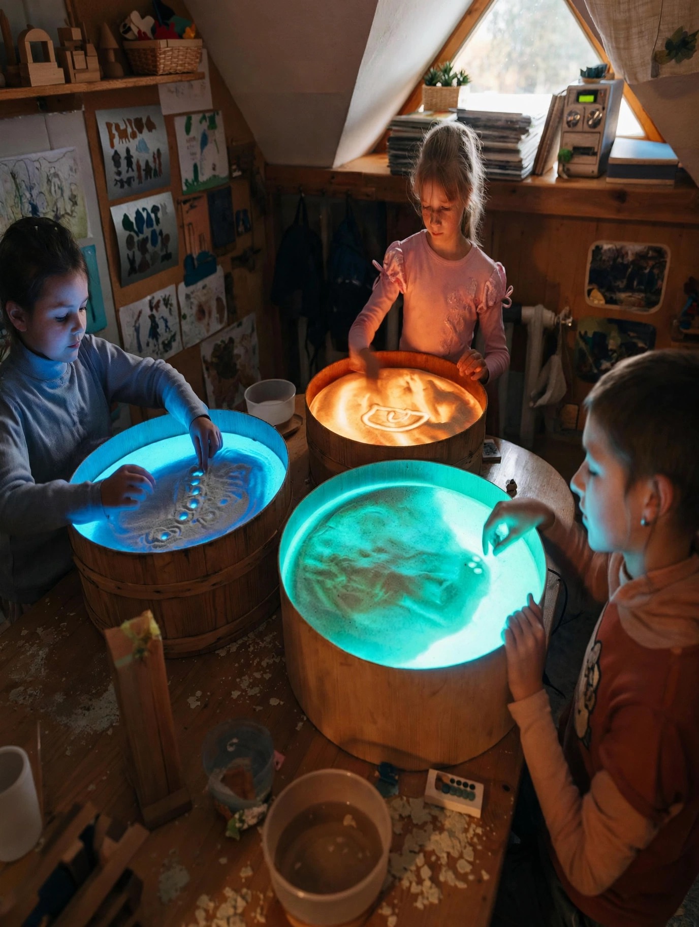 Leuchtkübel LED mit Farbwechsel – Lichtplatte für Sandmalen, Snoezelen & Therapie