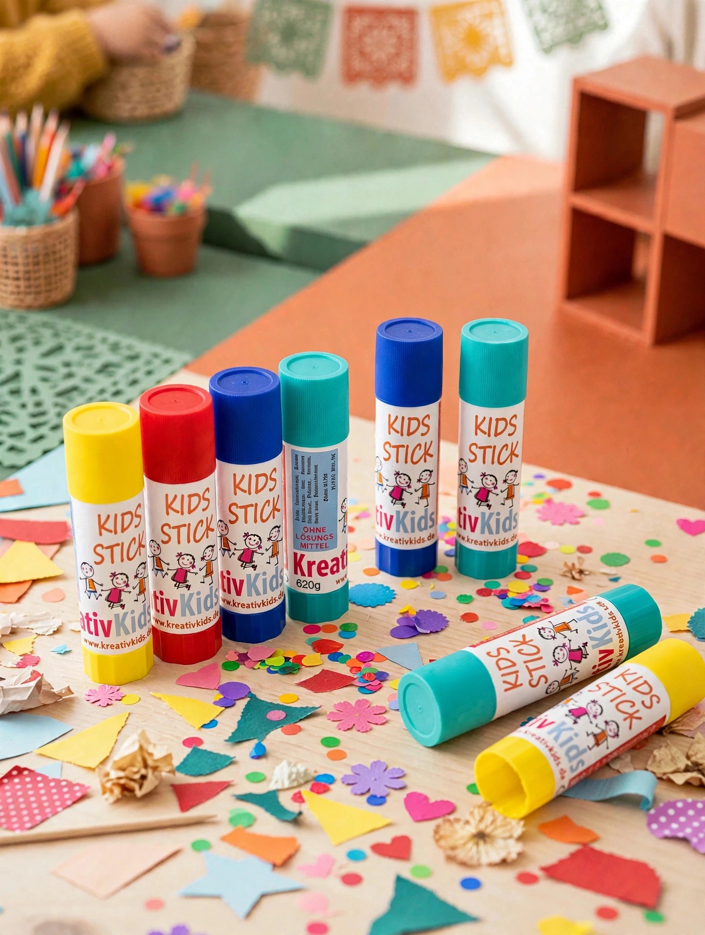 Kidstick Klebestifte für Kinder - 24er Set für Kita & Schule
